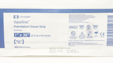 Covidien 8884422600 Vaseline Petrolatum Gauze Strip Overwrap 1inch x 36inch (x)